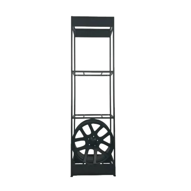 Custom Showroom 3 Layer Floor Standing Car Parts Alloy Wheel Hub Rims Sample Metal Display Rack Stand