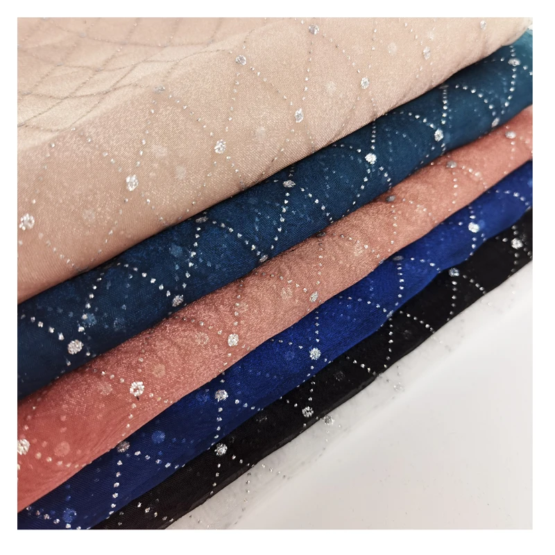 New design Crystal Diamond pattern printed organza fabric lace fabric african for Custom dress for women