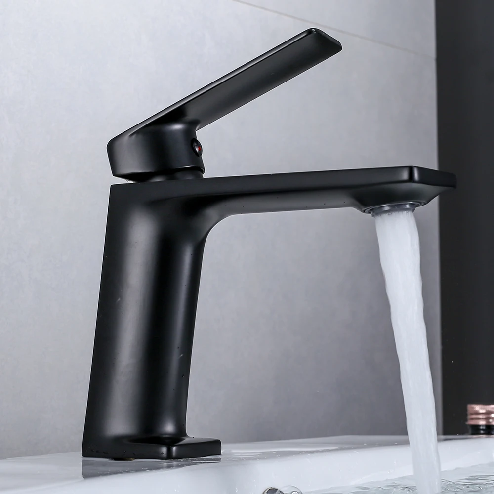 Basin Faucet Water Tap Bathroom Faucet Solid White Black Red Brass Chrome Gold Finish Single Handle Water Sink Tap Mixer
