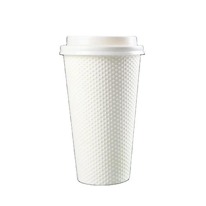 Disposable Corn Starch Coffee Cup bump paper cup Double Thickened Hot Drink Cup Coffee Beverage with Lid