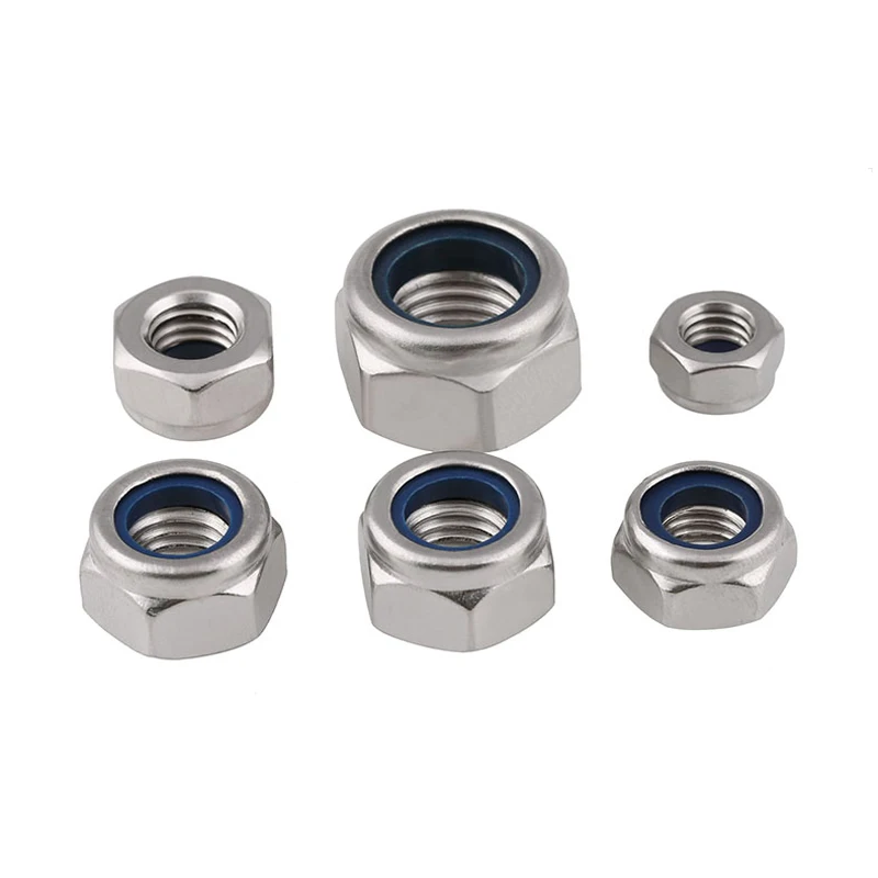 M3-M48 SUS304 SUS316 SS Hex Nylon Lock Nut DIN985
