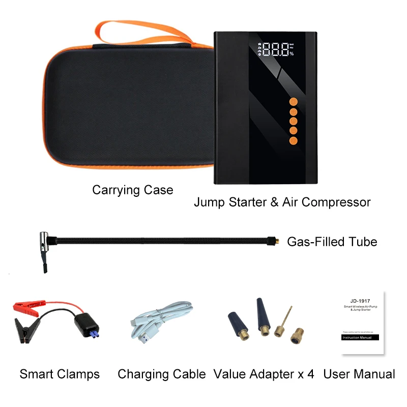 2022 new portable jump starter 2 in 1 with air pump inflator built-in air pump car inflator for car motor bike ball air pump