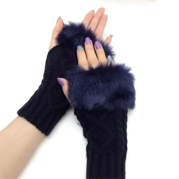 
wholesale Winter new twist half-fingered Gloves Ladies Korean version pure color fashion warm knitting wool 