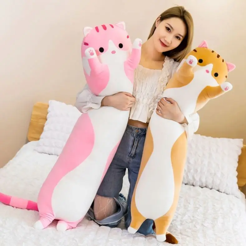 2021 New style Baby Kids Toys Soft Cat Big Hugging Plush Pillow Sleeping Companion Bolster Toys