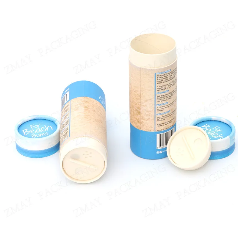 custom design cardboard spice tube container mini paper shaker bottle top with plastic sifter eco friendly packaging