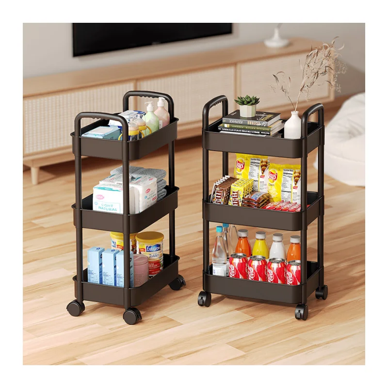 Household PP trolley vegetable basket storage shelf   multi-layer movable kitchen  storage shelf  with wheels