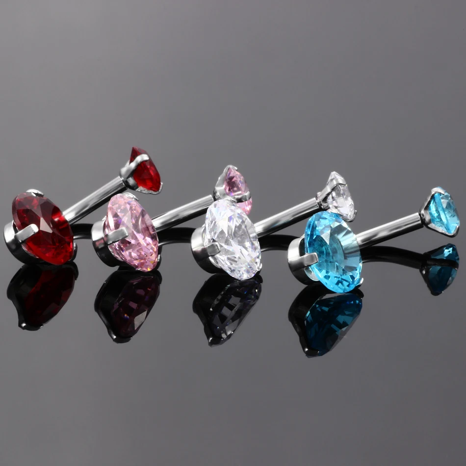 316L Surgical Steel Fashion Style Belly Button Rings Heart Zircon Navel Rings Butterfly Belly Ring Women Piercing Jewelry