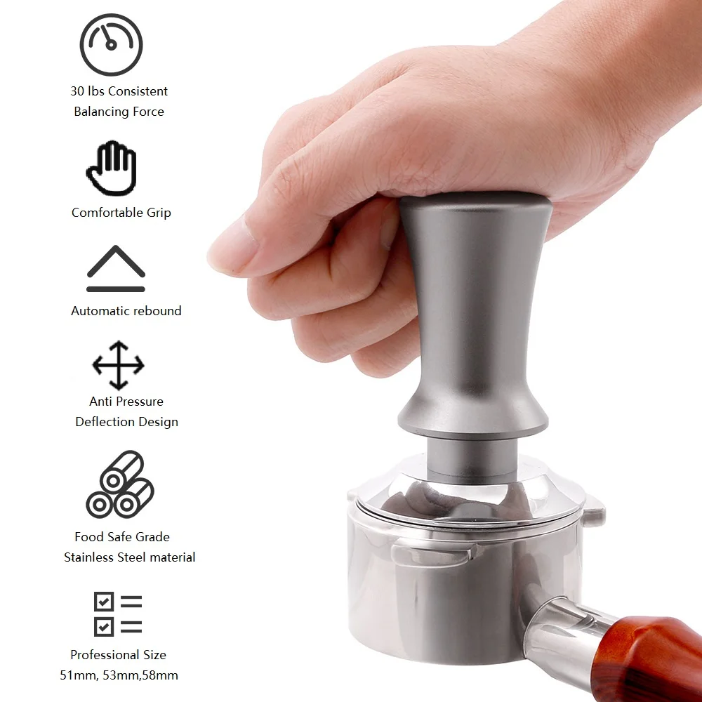 Hotsell 30lbs of pressure powder coffee distributor tamper auto coffee tamper 49