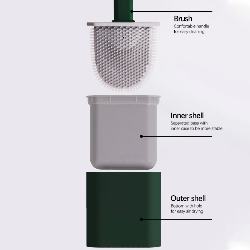Household Mini Silicone Toilet Brush Cleaner Tool For Bathroom Cleaning Silicone Toilet Brush Wall Mounted And Holder Sets