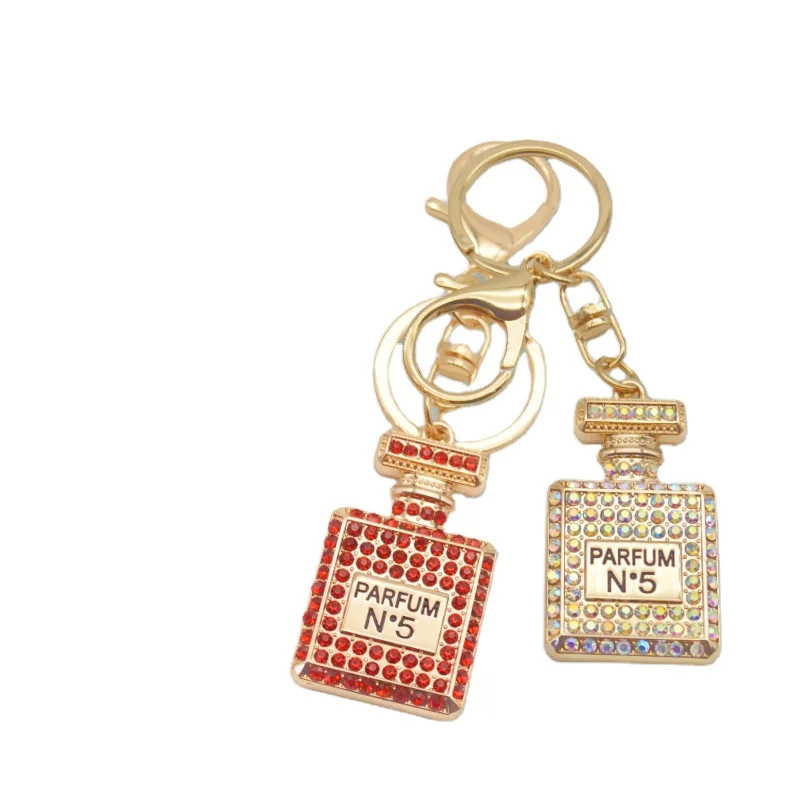 Diamond-embedded Perfume Bottle Key Ring Accessories Pendant Creative Gift Kua Environment Hot Sale Metal Keychains