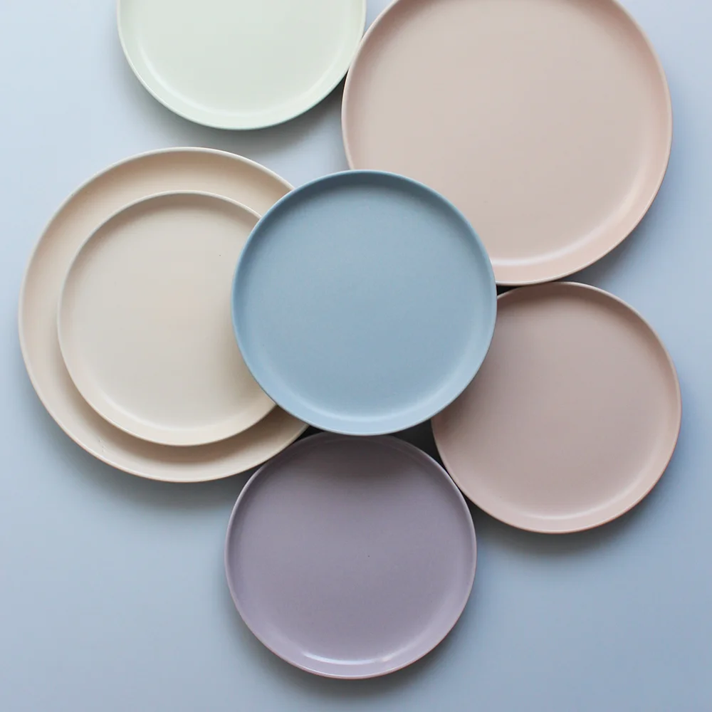 Unique design best quality round stoneware dinner plate matte color stone plates