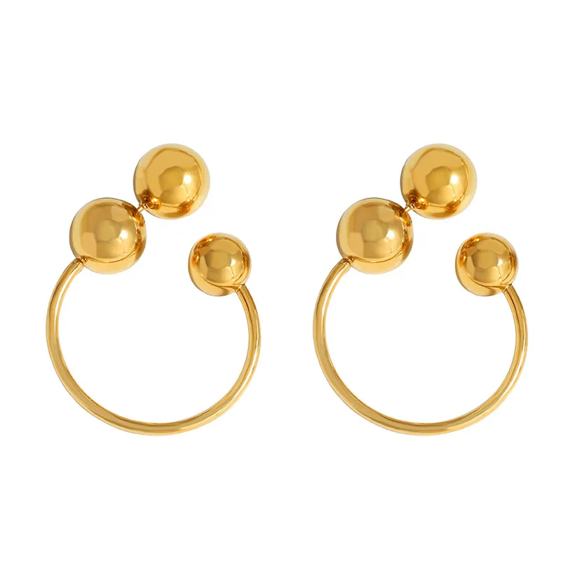 Fashion Jewelry PVD 18K Gold Plated Waterproof Big Ball Chunky Statement Hoop Earring Stainless Steel Jewelry Jewelry