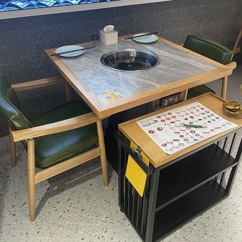 Customizable Hot Pot Table Smokeless With wire Control Switch Stainless Steel Hot Pot for restaurant hot pot Table