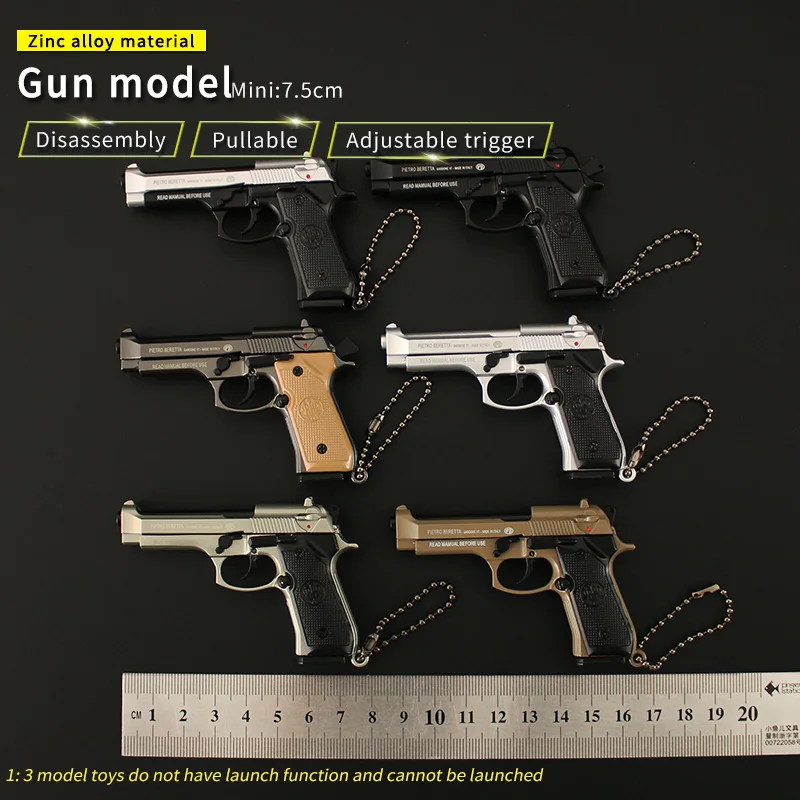 1:3 Beretta Toy Gun Mini Metal Gun Keychain 92F Model Weapon Miniature Toys
