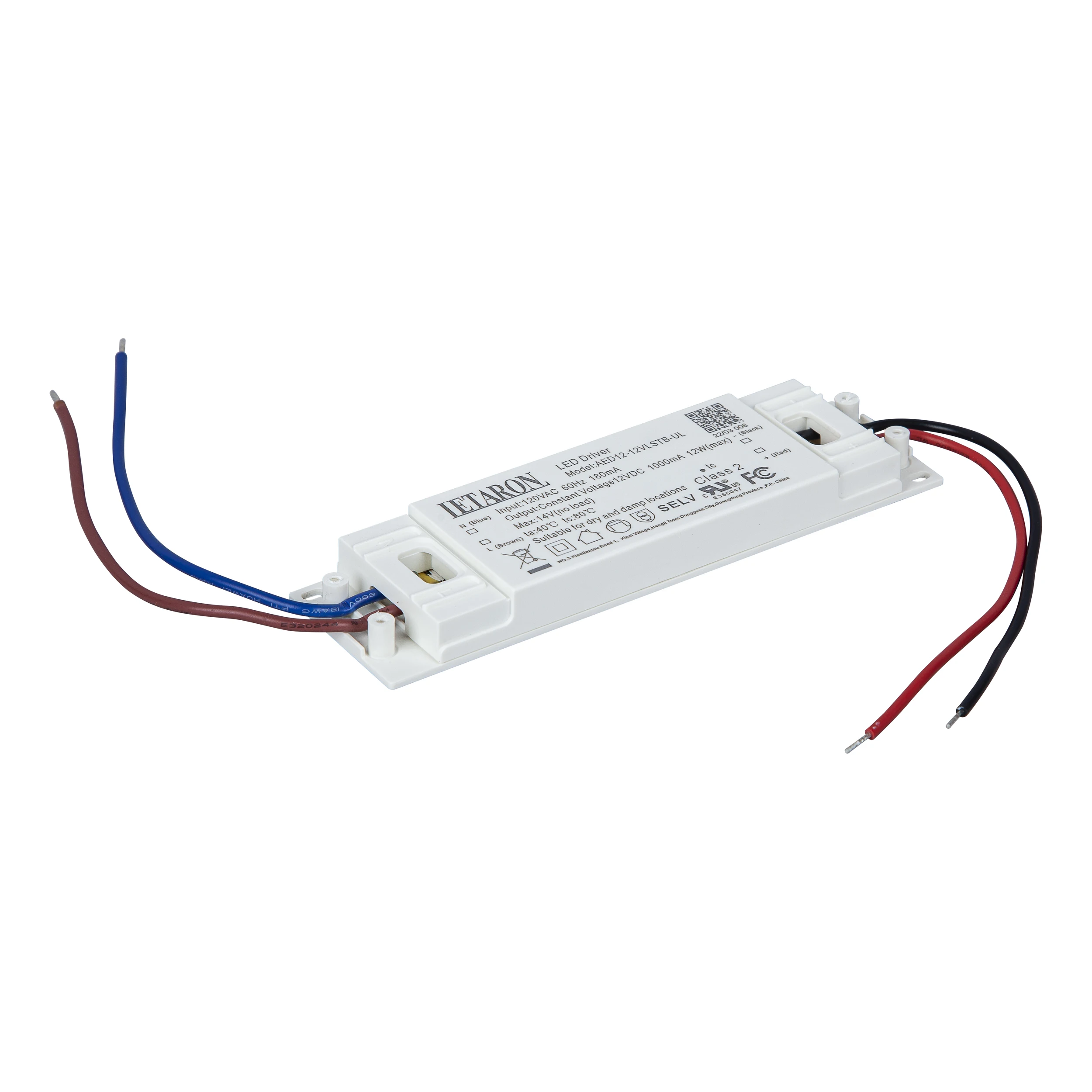 LETARON 12/24VDC 500/1000mA 12W 120VAC 60Hz 145x41x13.5mm   Super-Slim LED Driver