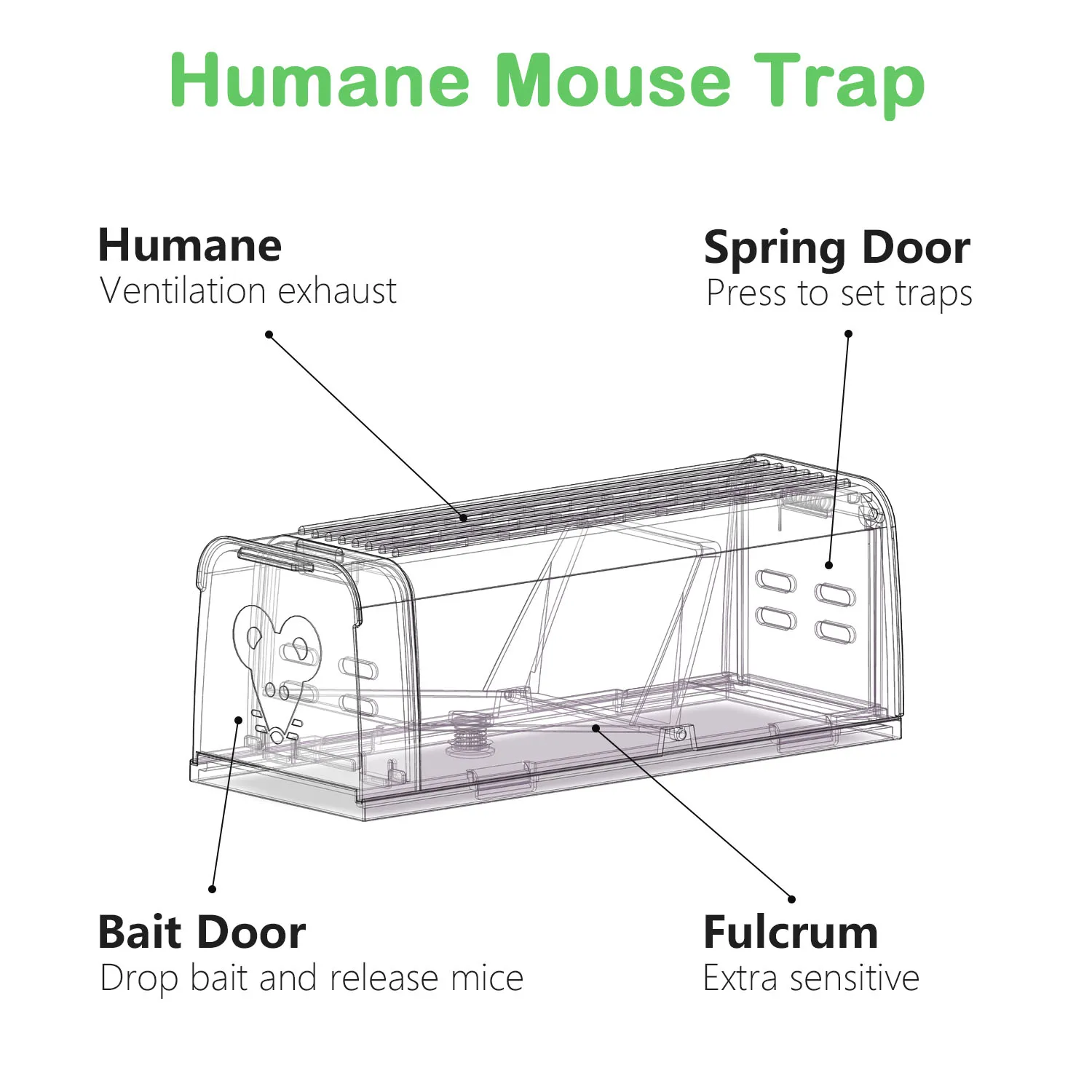 Economic Useful Reusable Rat Mice Traps Green Transparent Humane Mouse Trap Household Mice Cages Rat Trap