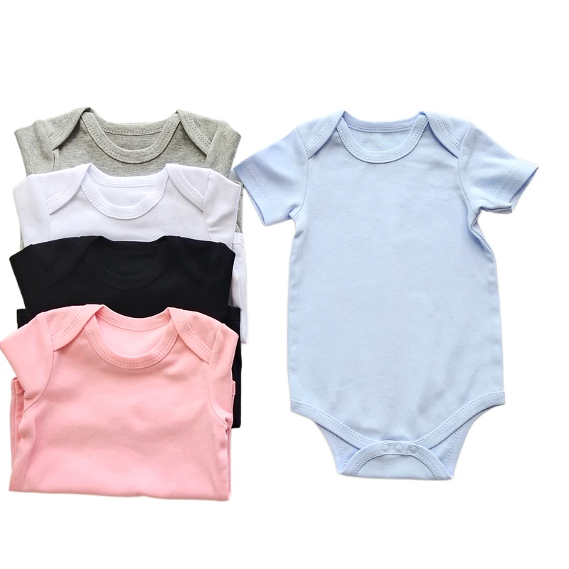 OEM newborn babies clothes high quality summer short sleeve baby romper plain 100% combed cotton baby plain white romper