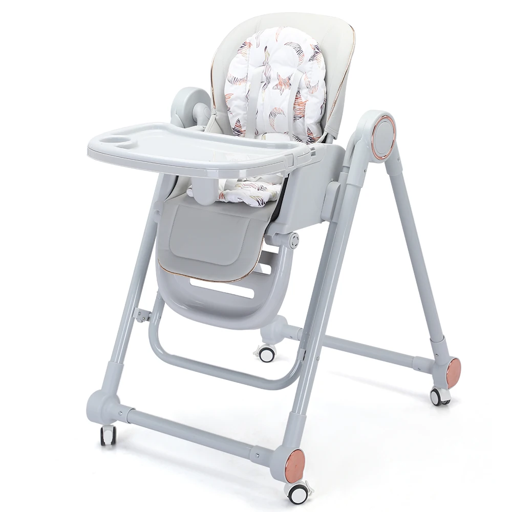Custom Cheap Multifunction Foldable Baby Feeding High Chair Plastic Baby Eating Dining Chair With Detachable Double Tray