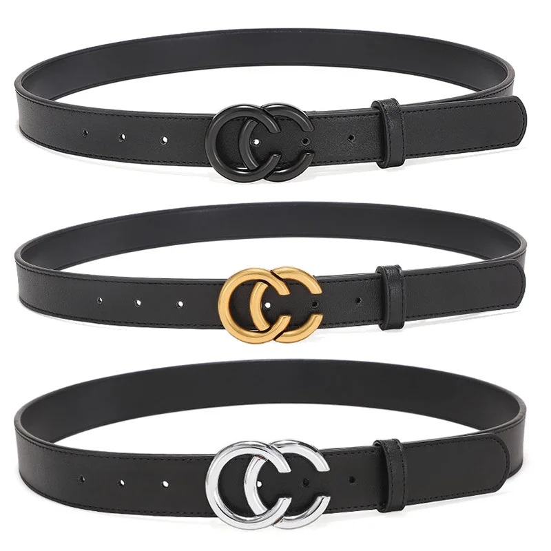 2021 New Double Ring Alloy Buckle Leather Double Buckle Fashion Women Belt For Jeans