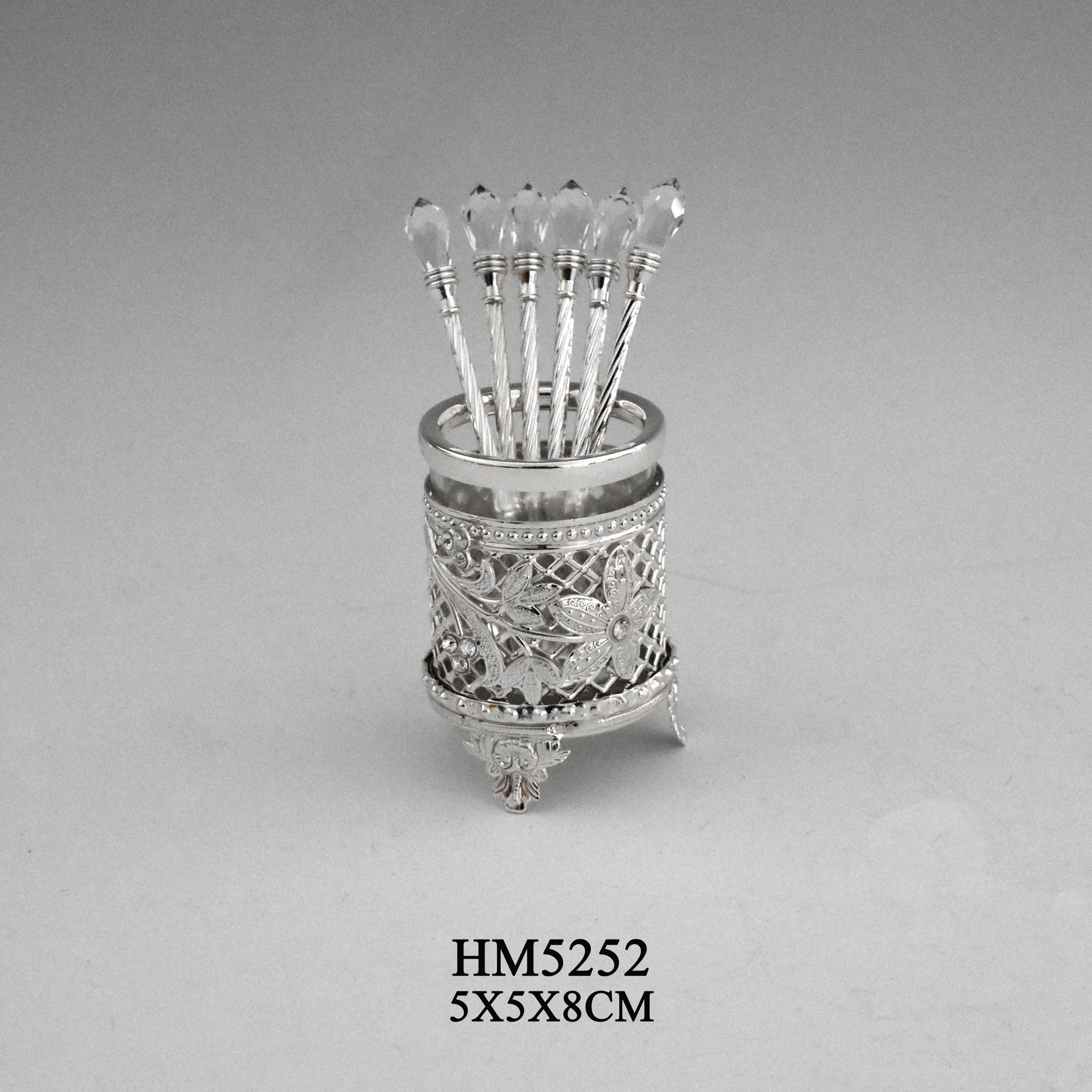 Necklace shape food fork knives 6 spoons set crystal handle spoons holder