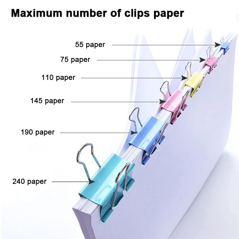 Cute Binder Clips Office Paper Clamps Color Assorted Large Medium Small Long Tail Clip Paper Clip Best Sell Metal Convenient