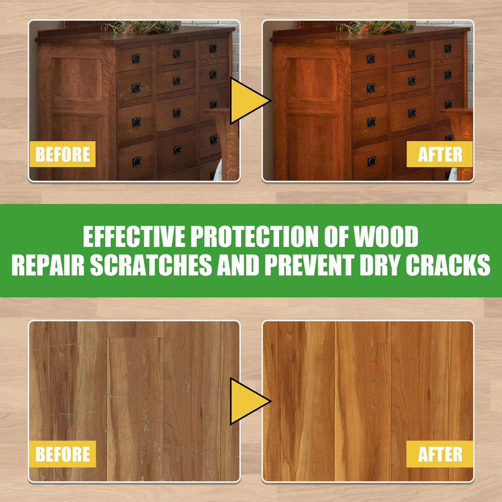 High Quality 100% Natural Beeswax Wooden Furniture Clean Polish Maintenance Scratch Remover Waterproof Floor Restoration Cream