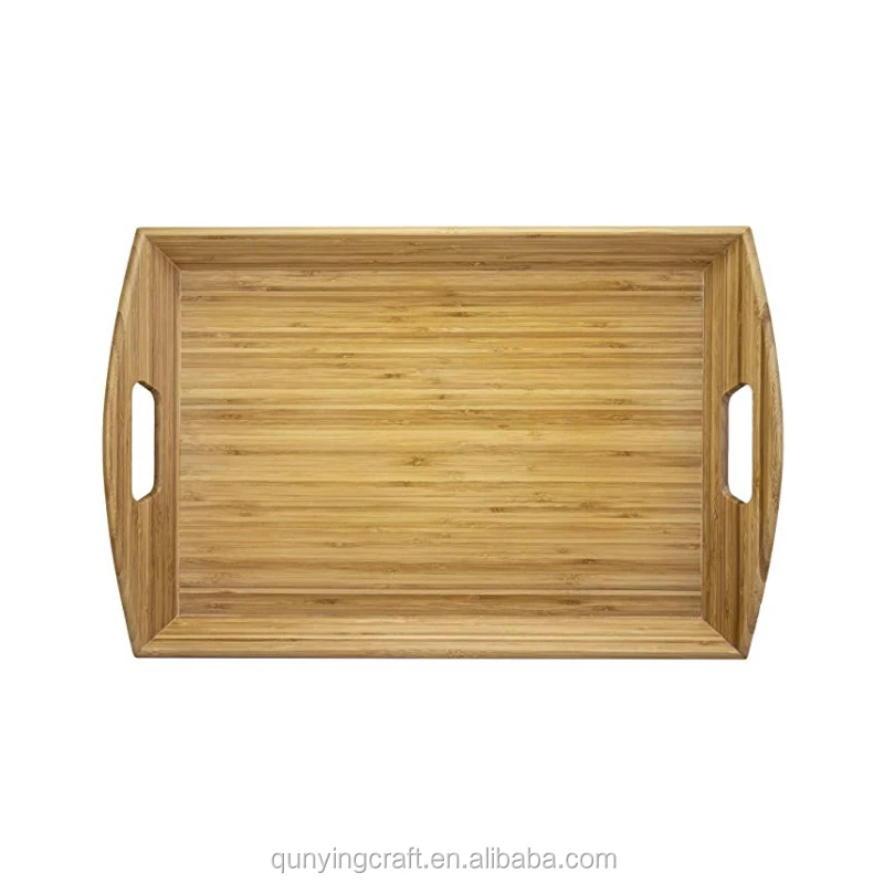 Оригинальный деревянный поднос с ручками, подающий поднос для завтрака, бамбуковый поднос для кровати