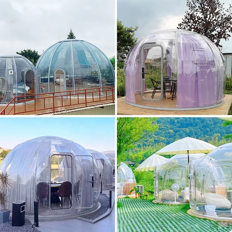 waterproof camping star tent luxury air dome glamping polycarbonate bubble house with bathroom