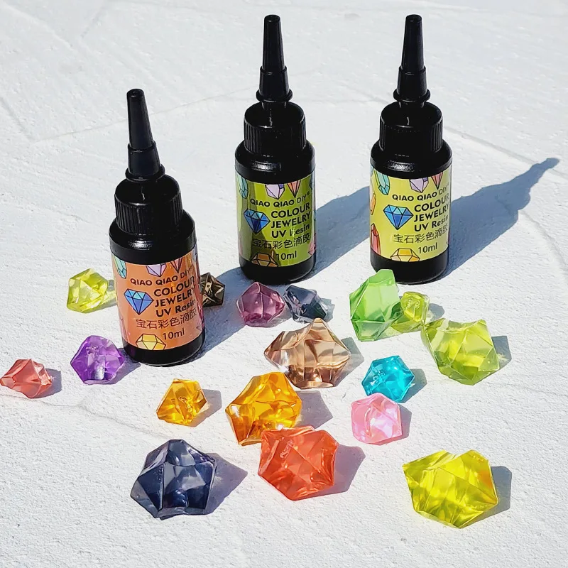 Translucent Colored UV Resin Liquid Crystal Clear Resin Fast Curing for Making DIY Jewelry Crafts