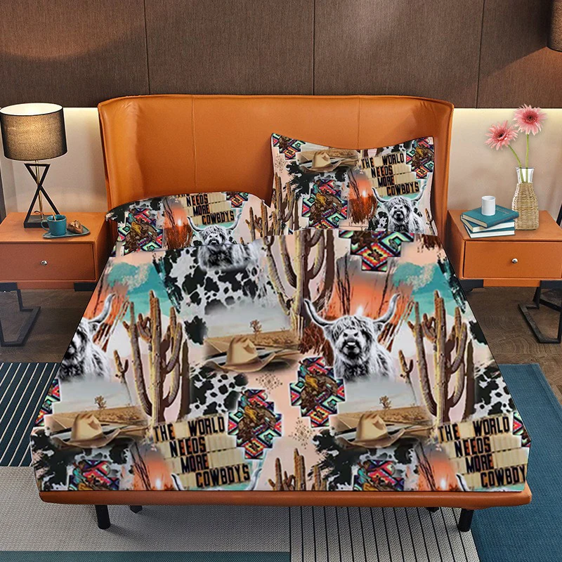 Custom Design Cow Print Western Style Leopard Frill Bed Sheets