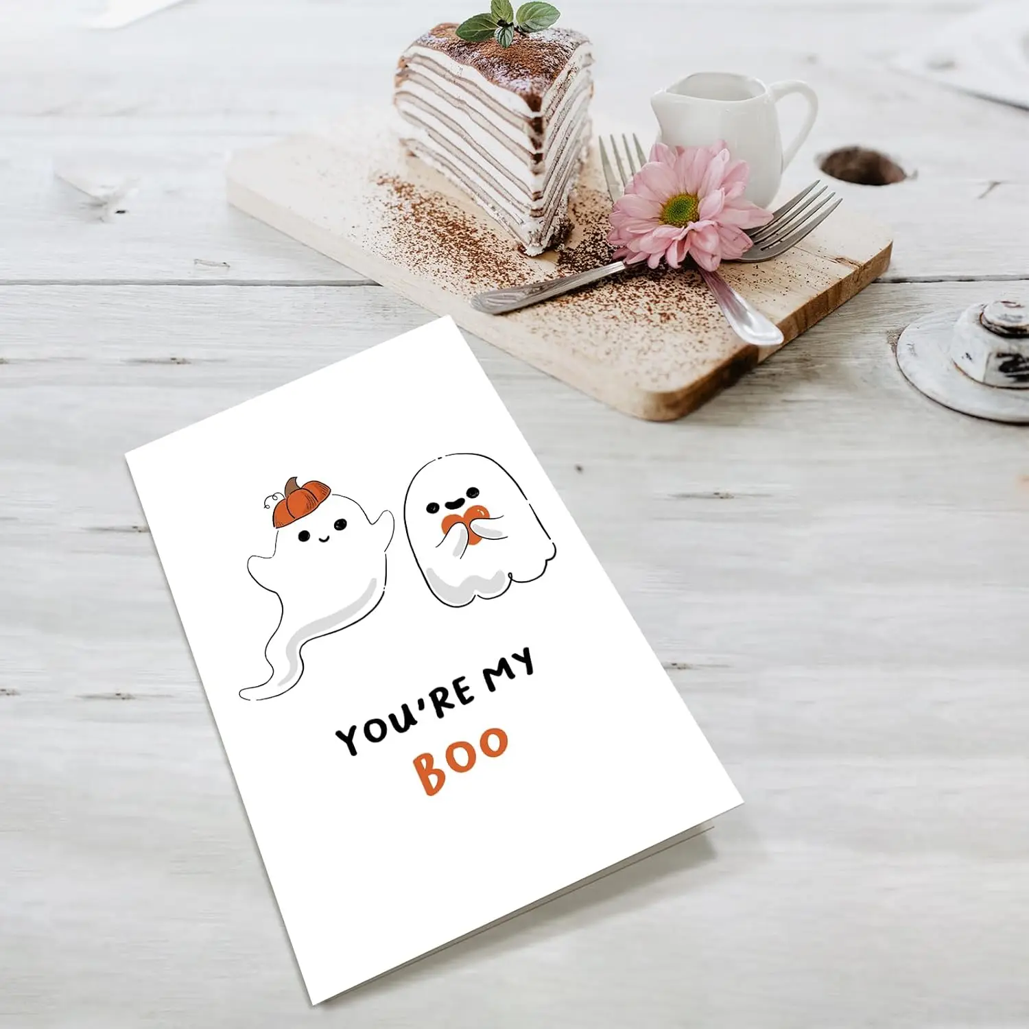 Cute Ghost Anniversary Card for Husband Wife You Are My Boo Halloween Card for Him Her Funny Valentines Day Card