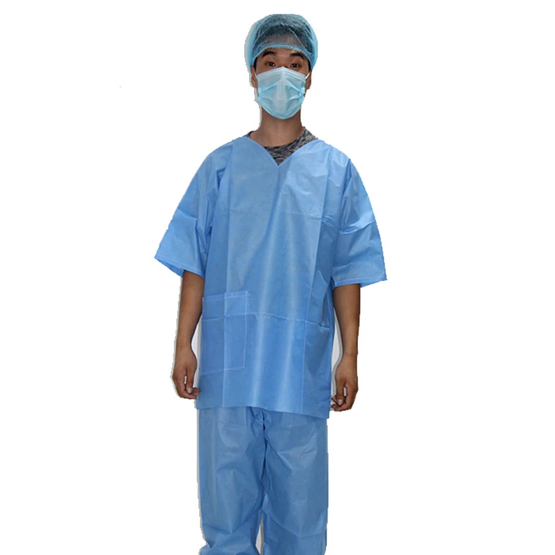 Disposable PP Nonwoven/SMS Printed Surgical Gown/ Isolation Gown Scrub Suits Pockets Medical Uniforms