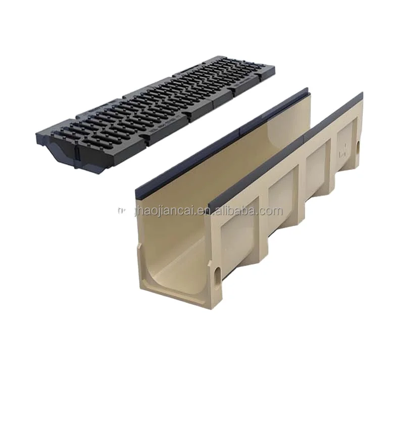 Modern Industrial Design Resin-Concrete Linear Drainage Ditch Ductile Iron U-Shaped Groove Edge Protection for Outdoor Parks