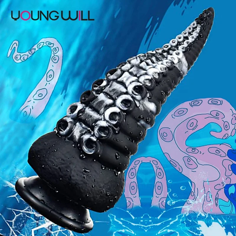 Black Huge Anal Plug Artificial Penis Octopus Tentacle Adult Silicone Monsters Dildo Sex Toys for Man Woman