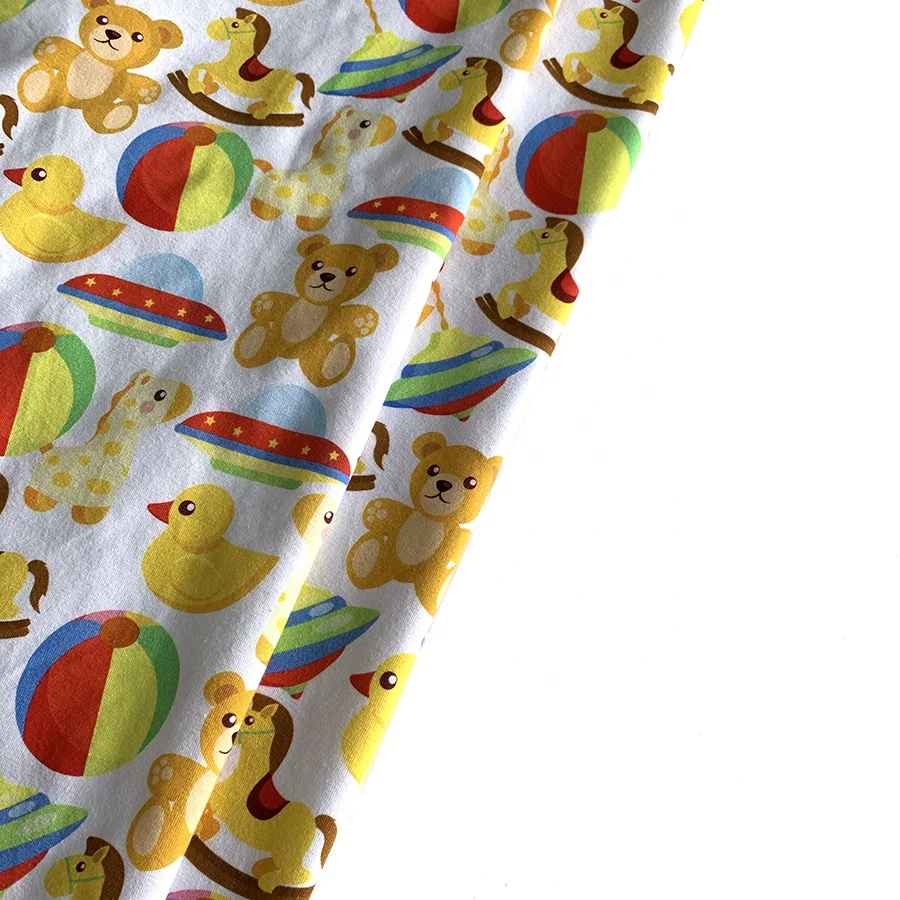 
 Пользовательская цифровая печать 95 хлопок 5 лайкра трикотажная ткань для детей  