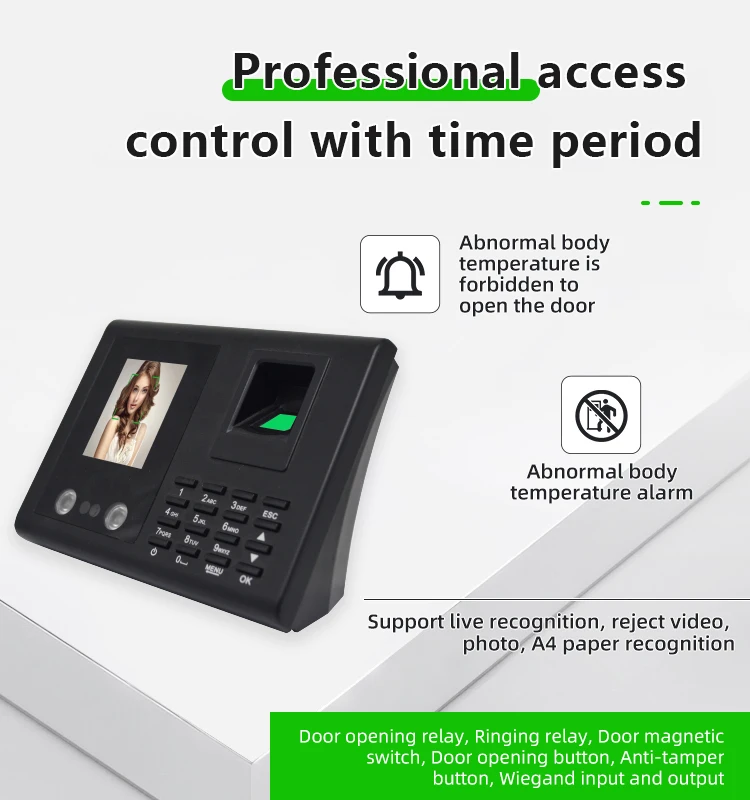 ISO ROTHS Cloud Software Electronic Time Recorder Face Attendance Machine With Face and Fingerprint Recognition