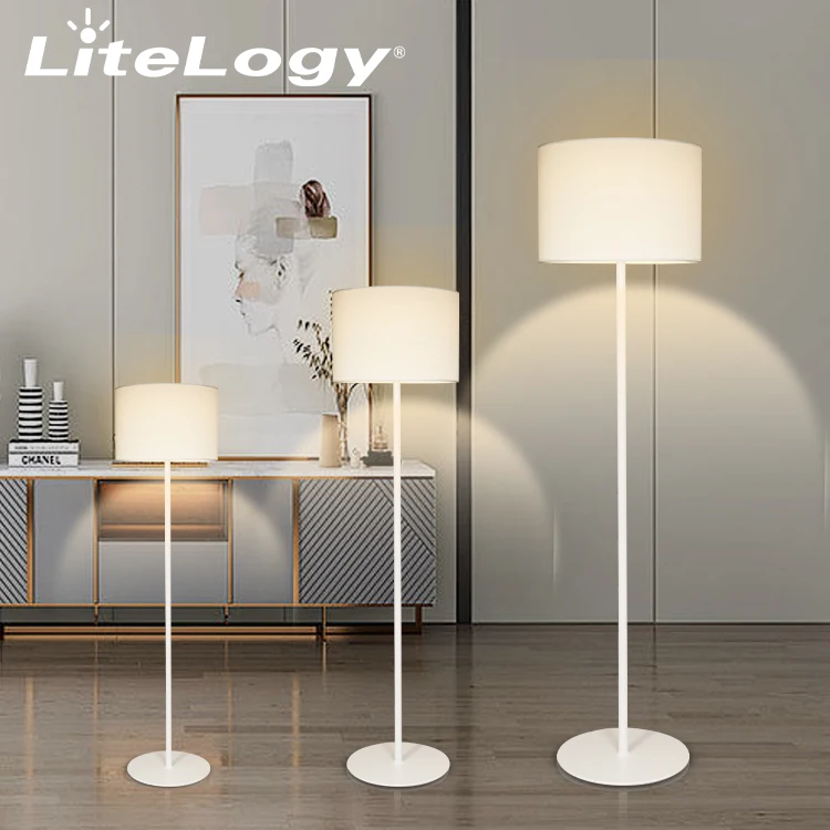 Factory Price flat pack Tall Standing Living Room Home Decor Hotel Led round fabric Floor Lamp
