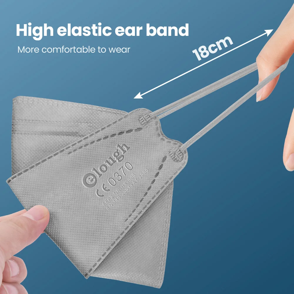 More comfortable design CE0370 Fish Mask  4 layers high density filtration Darg Grey CE FFP2 Adult Masks