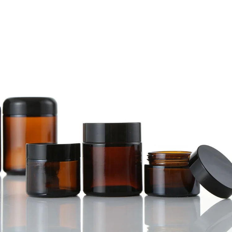 Wholesale empty frosted food grade 5g 10g 15g 20g 30g 50g 10g 4oz cosmetic glass jar amber glass jar aluminum cap