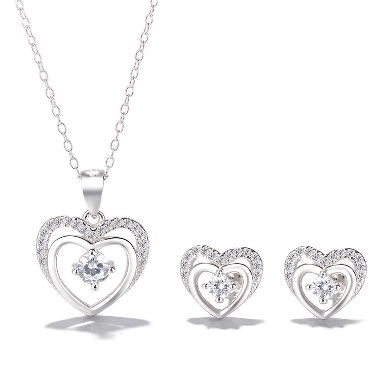 Latest Design 925 Sterling Silver Five Star Jewelry Set Earrings and Necklace Set for Kids