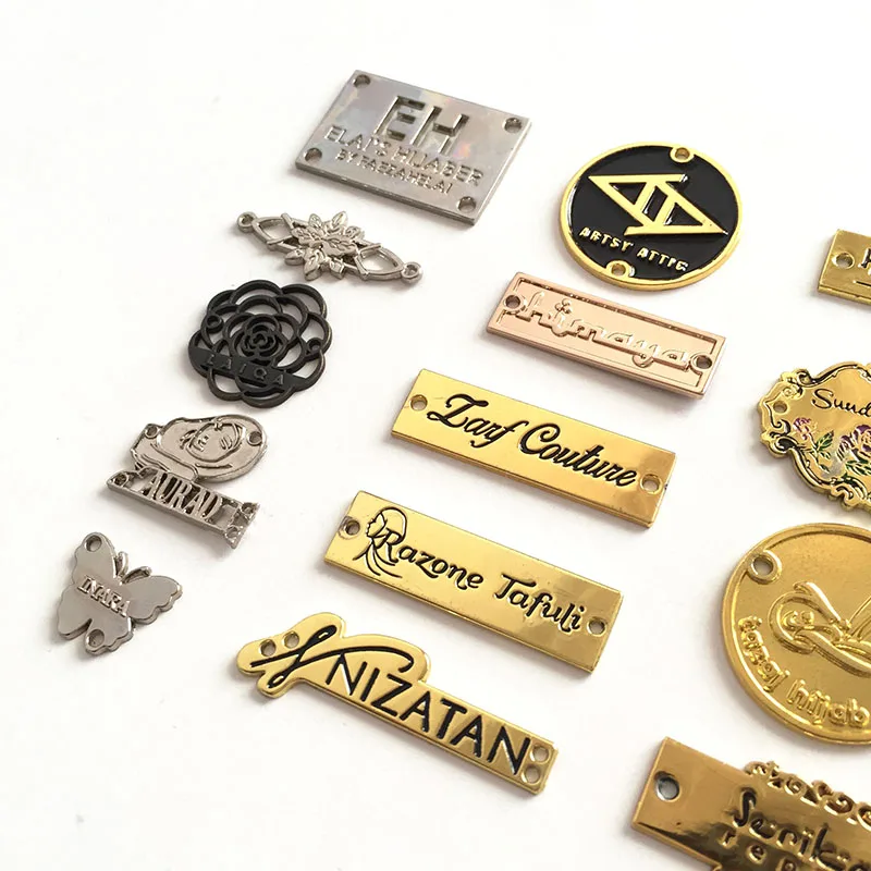 FREE SAMPLE Custom Metal Labels Brand Logo for Clothes Tags Patches High Quality Metal Labels And Tags