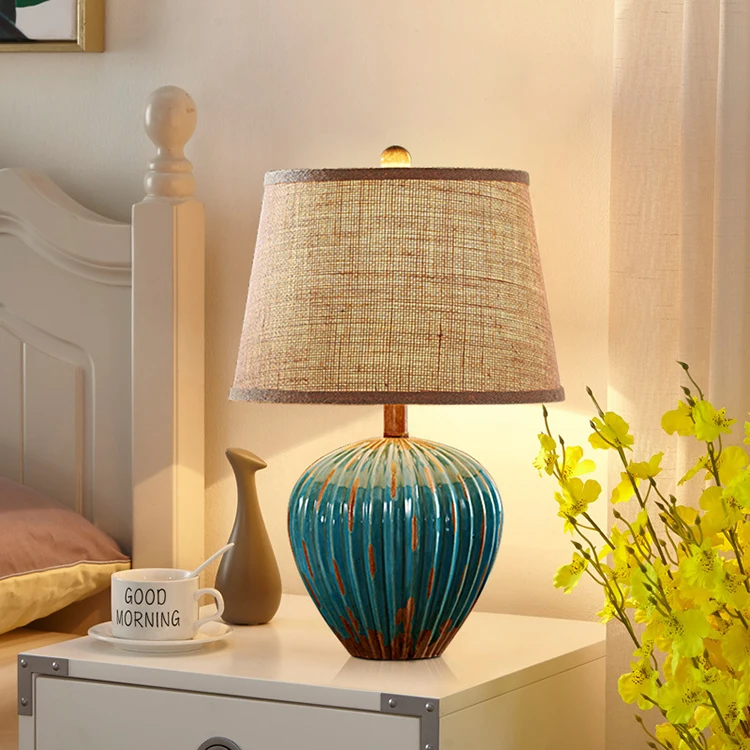 hotel home decor living room decorative Chinese bedroom antique blue ceramic table lamps