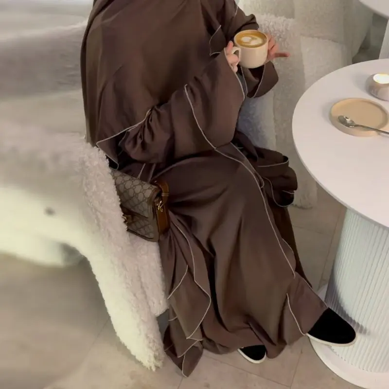 Hot Selling 2 Piece Abaya Set High Quality EID Islamic Clothing Abaya Women Muslim Dress Turkey Viscose Modest Abaya Set