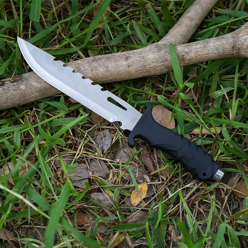 ODM Acceptable Survival Camping Hunting Knife Stainless Steel Fixed Blade with Sheath Black