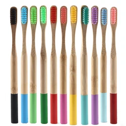 Round Handle Design Bio-degradable Eco-friendly Medium Firmness Bristles Bamboo Toothbrush for Hotel / Home