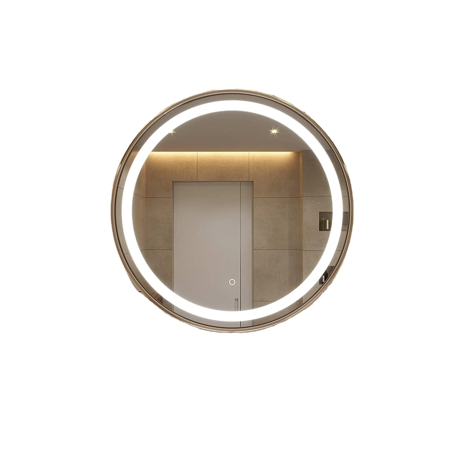 Bathroom Accessories Round Hotel Bathroom Mirror Led Smart Round Mirror With Touch Switch