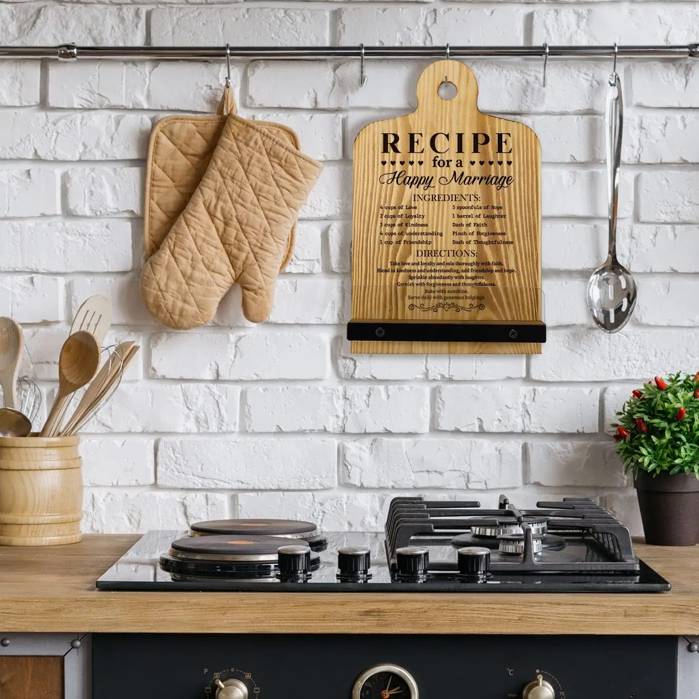 Portable Lightweight Bamboo Desktop Book Holder with Paper Clips Adjustable Cookbook Tray for Home Reading Display
