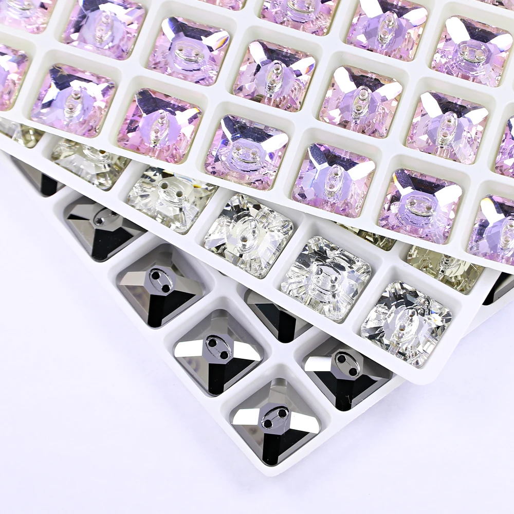 Crystal glass fancy buttons with 2 holes for garment accessories