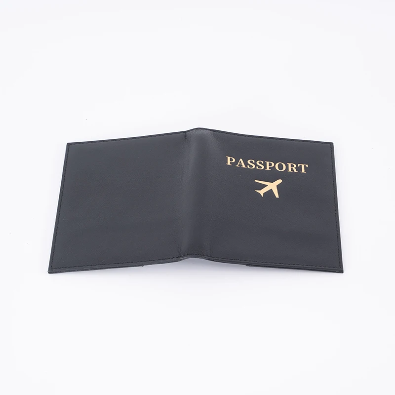 black simply square real leather break proof travel bar set multiple women passport holder bag and luggage tag set