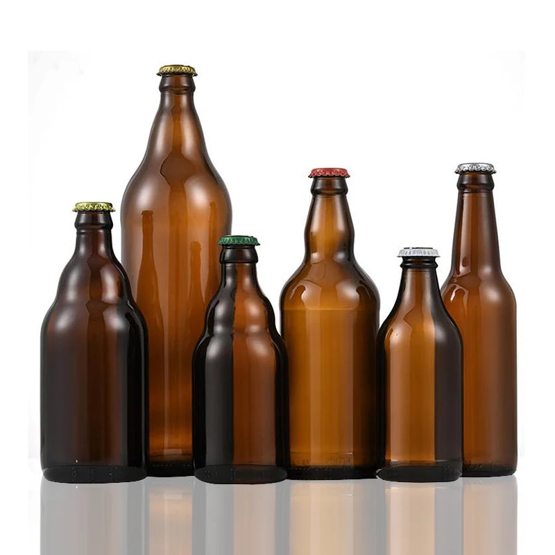 OSHOW Wholesale 250ml 330ml 500ml 650ml 1000ml Amber glass beer bottle beverage bottle